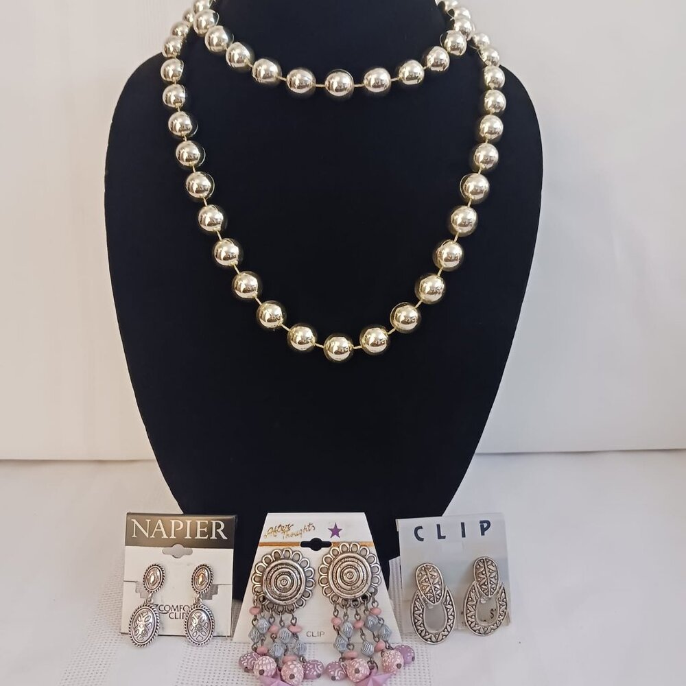 Silver Tone Necklace and Earrings Set